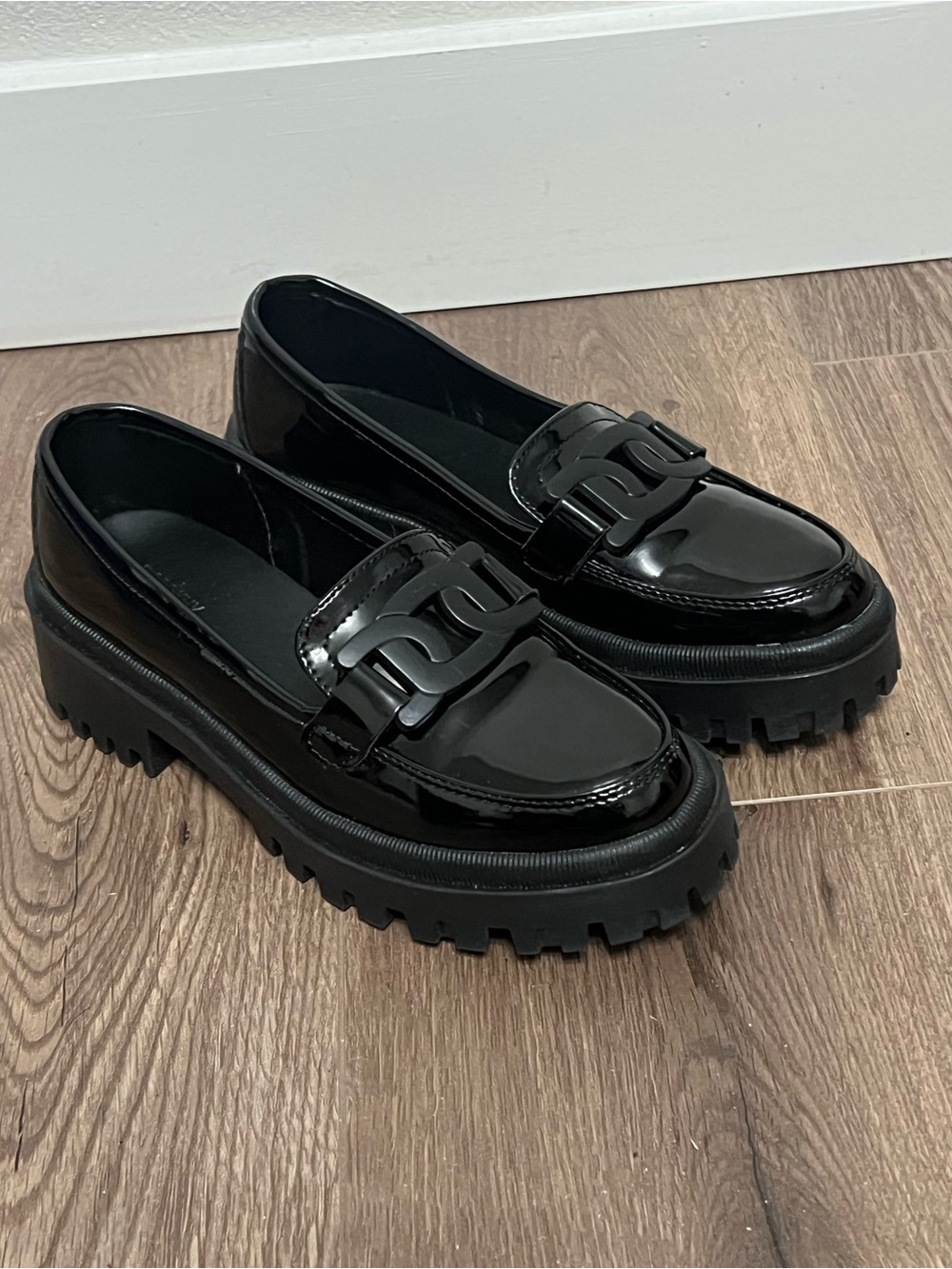 Chunky Black Patent Loafer